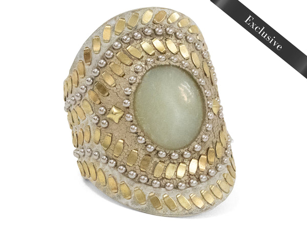 calleen cordero Rocal Semi-precious Jade Stone Cuff White El Paso w/ Brass & Nickel art