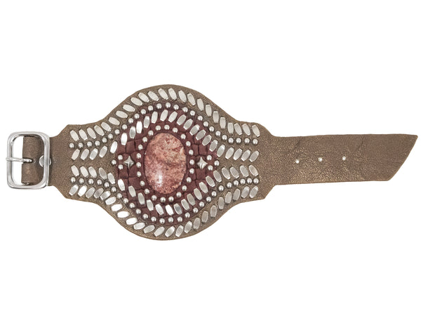 Calleen Cordero Rocal Semi-precious Red Obsidian Stone Cuff Bronze Nappa W/ Nickel Art