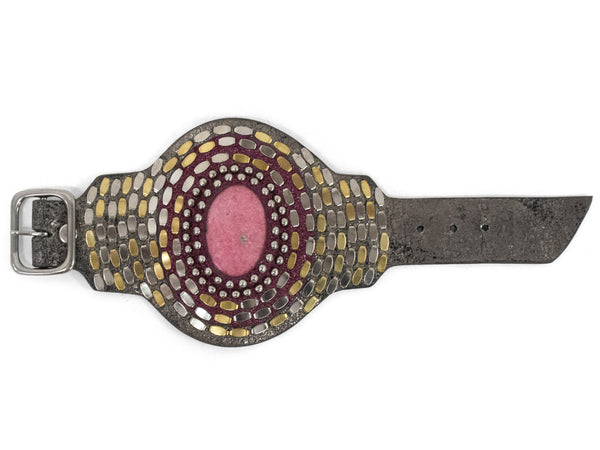 Calleen Cordero Rocal Semi-precious Rhodonite Stone Cuff Hudson Graphite W/ Brass & Nickel Art