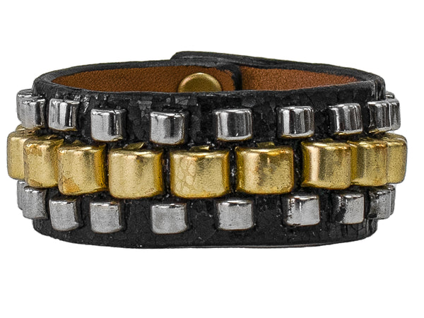 Calleen Cordero Rolex 1" Bracelet Hueso Nappa W/ Brass & Nickel Art