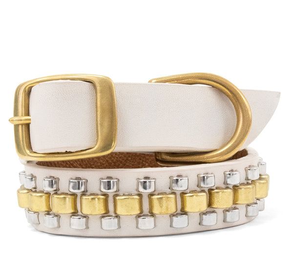 Calleen Cordero Rolex 15" Dog Collars Black Leather W/ Brass & Nickel