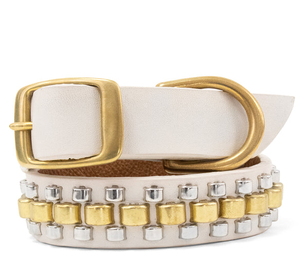 Calleen Cordero Rolex 17" Dog Collars Black Leather W/ Brass & Nickel