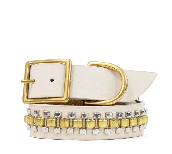 Calleen Cordero Rolex 19" Dog Collars Black Leather W/ Brass & Nickel