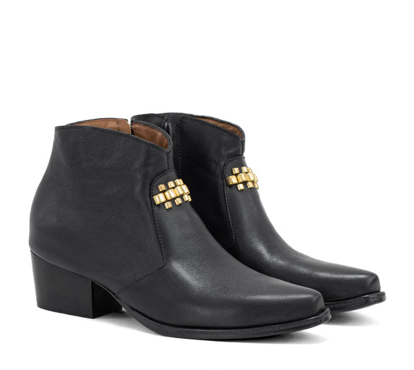 Calleen Cordero Rolex Boot Black Belmont W/ Brass Art