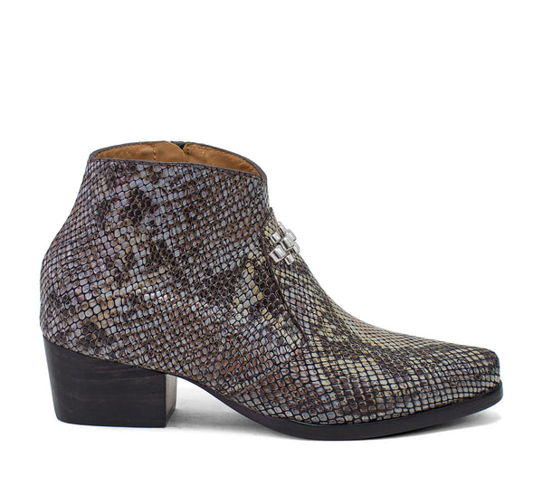 Calleen Cordero Rolex Boot Grey Multi Snake W/ Nickel Art