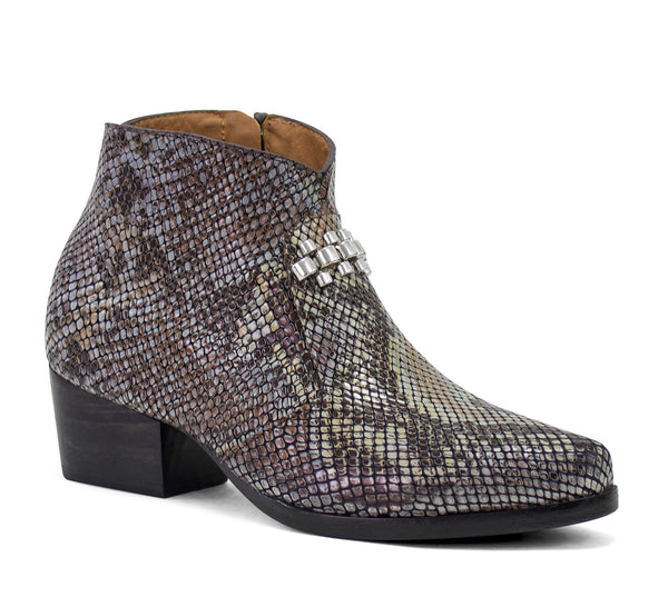 calleen cordero Rolex Boot Grey Multi Snake w/ Nickel Art