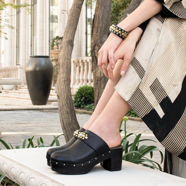 Calleen Cordero Rolex Clog Black Belmont W/ Nickel & Brass