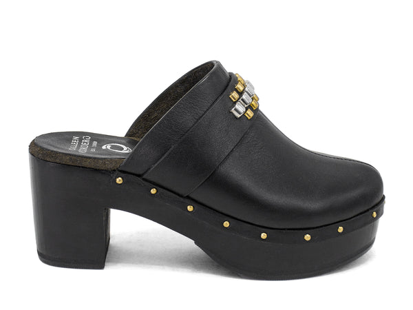 Calleen Cordero Rolex Clog Black Belmont W/ Nickel & Brass