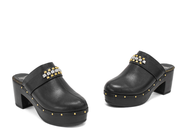 Calleen Cordero Rolex Clog Black Belmont W/ Nickel & Brass