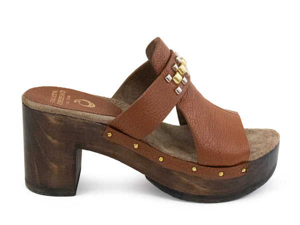 calleen cordero Rolexa Heel Cognac Nappa w/ Brass & Nickel Art