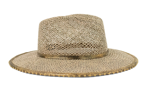 Calleen Cordero Roots Fedora Hat Seagrass - Puerto Rico Gold W/ Brass Art