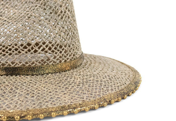 Calleen Cordero Roots Fedora Hat Seagrass - Puerto Rico Gold W/ Brass Art