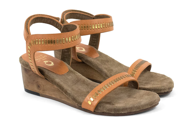 Calleen Cordero Roxy Mini Wedge Navy Aries W/ Nickel Art