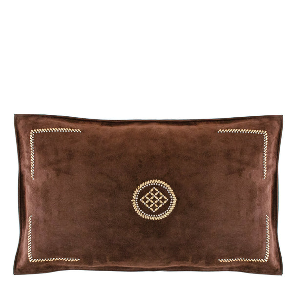 calleen cordero Royal 26" x 16" Pillow Case Royal Art - Chocolate Suede w/ Brass & Nickel Art