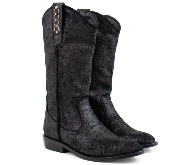 Calleen Cordero Royce Lexus Boot Black Jasper W/ Nickel Art