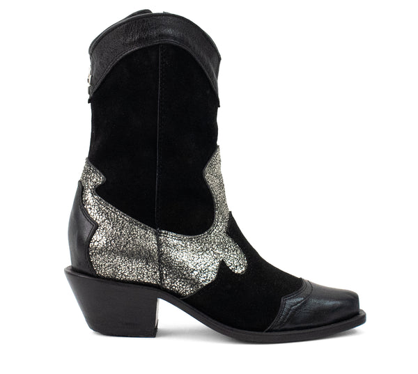 calleen cordero Ryder Boot Black Belmont / Puerto Rico Silver w/ Nickel Art