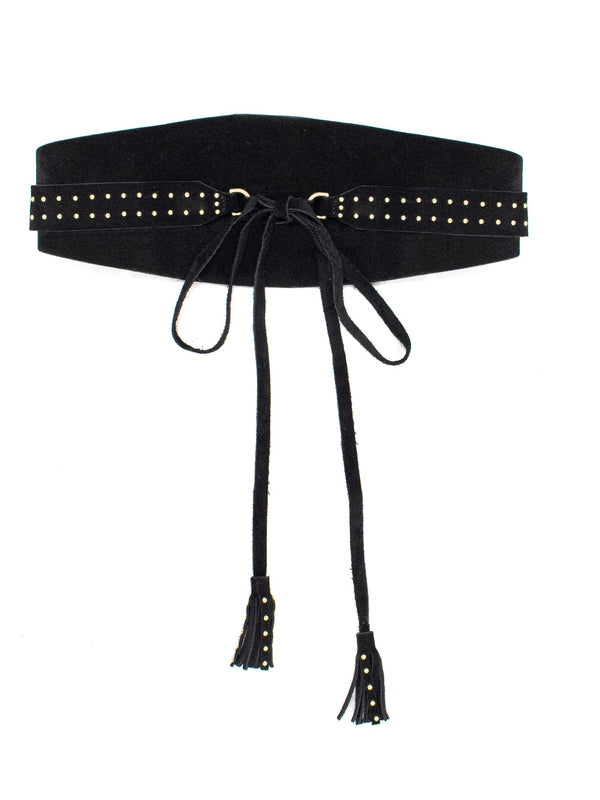 Calleen Cordero Samara Waist Belt Stone Suede W/ Nickel Art