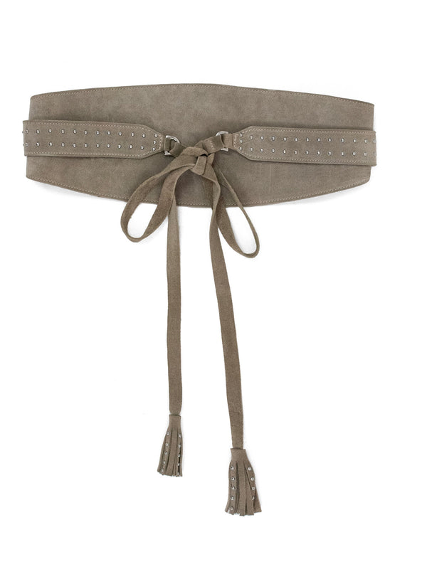 calleen cordero Samara Waist Belt Stone Suede w/ Nickel Art
