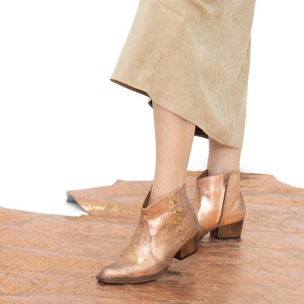 Calleen Cordero Sancha Milan Boot Dusty Rose Gold W/ Brass Art