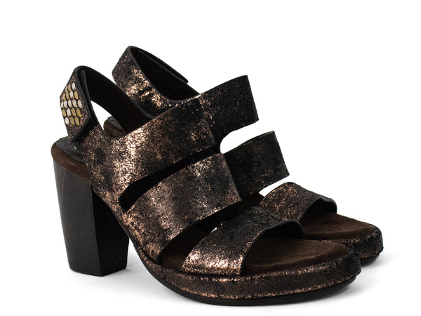 Calleen Cordero Sauzi Heel Dark Brown Gaudi W/ Brass & Nickel Art