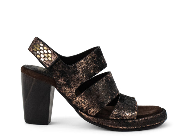 Calleen Cordero Sauzi Heel Dark Brown Gaudi W/ Brass & Nickel Art