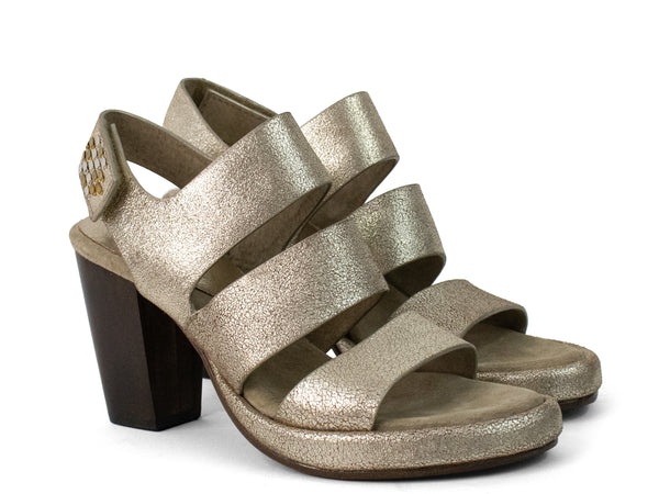 Calleen Cordero Sauzi Heel Dusty Gold W/ Brass & Nickel Art