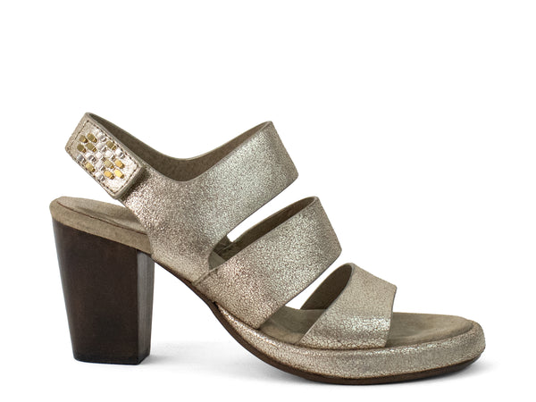Calleen Cordero Sauzi Heel Dusty Gold W/ Brass & Nickel Art