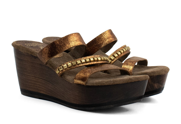 Calleen Cordero Sava Cento A20 Wedge Otago Tobaco W/ Brass Art