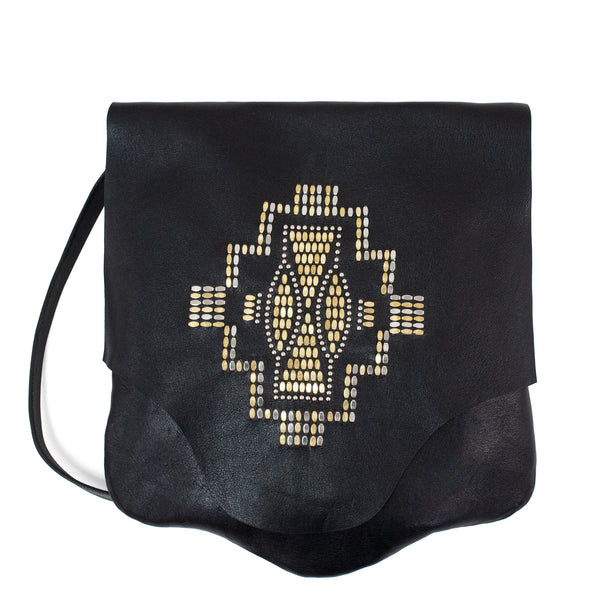 Calleen Cordero Scara Tribecca Messenger Black Jasper W/ Black & Nickel