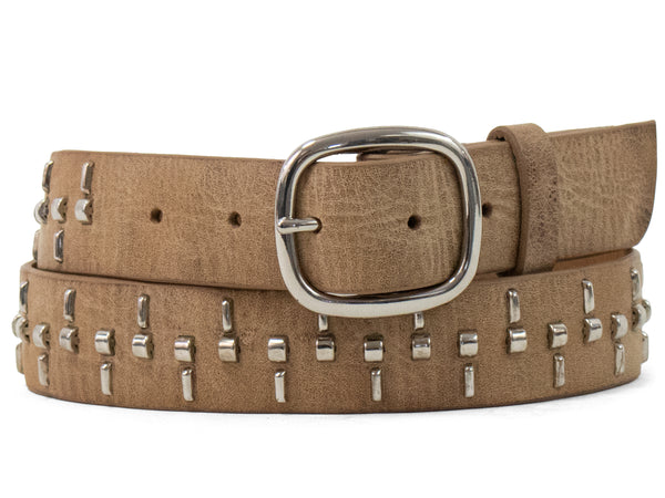 Calleen Cordero Sego 1.25" Belt Navy Tornado W/ Nickel Art