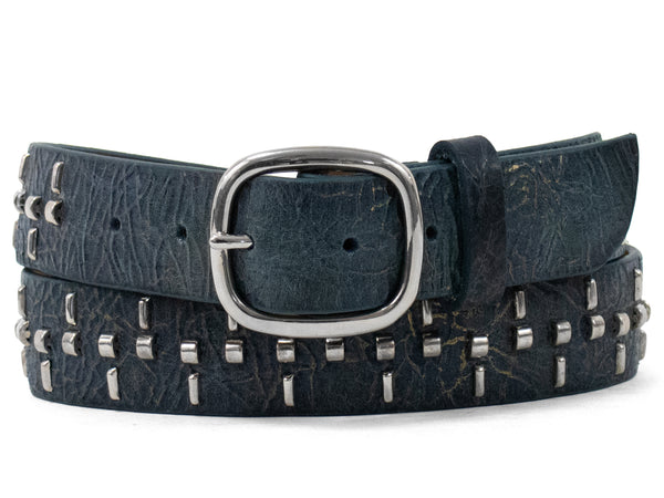 calleen cordero Sego 1.25" Belt Navy Tornado w/ Nickel Art