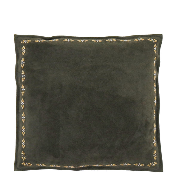 calleen cordero Selena 20" x 20" Pillow Case Selena Art - Pine Suede w/ Brass & Nickel