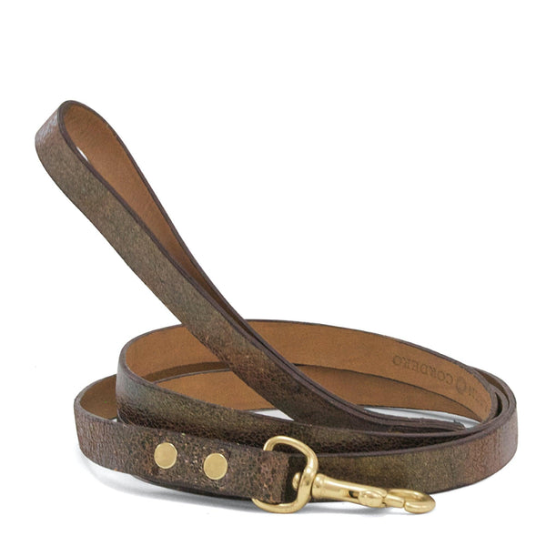 calleen cordero Simple Dog Leash - Bronze Pearl Cracked Leather