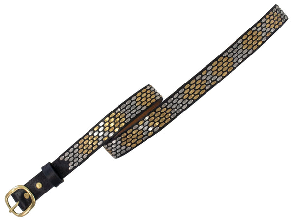 Calleen Cordero Snake 1" Belt Brown El Paso W/ Nickel & Brass