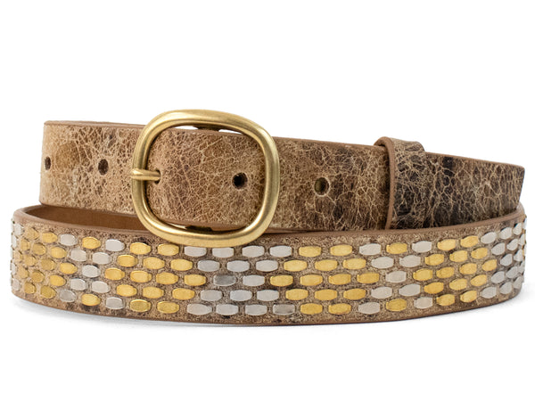 calleen cordero Snake 1" Belt Brown El Paso w/ Nickel & Brass