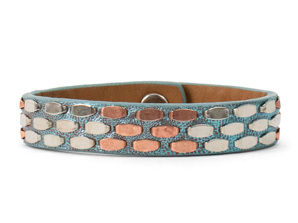 Calleen Cordero Snake .5" Bracelet Aqua Rust W/ Nickel & Copper Art