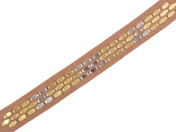 Calleen Cordero Snake .75" Bracelet Brown Aniv Leather W/ Brass & Nickel Art