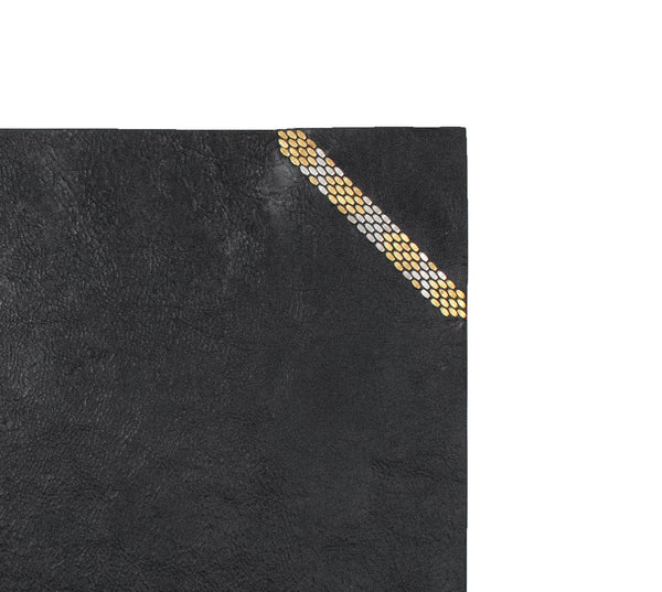 Calleen Cordero Snake Desk Blotter (15" X 22") Black W/ Nickel & Brass