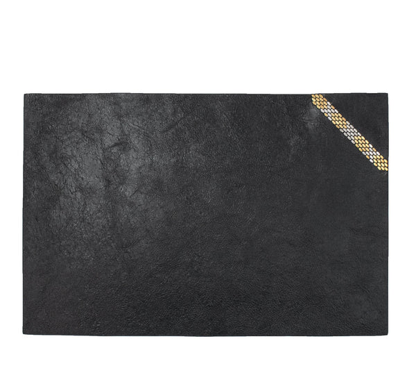 calleen cordero Snake Desk Blotter (15" x 22") Black w/ Nickel & Brass