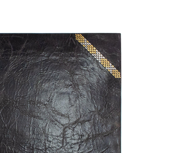 Calleen Cordero Snake Desk Blotter (15" X 22") Espresso Rodeo W/ Nickel & Brass