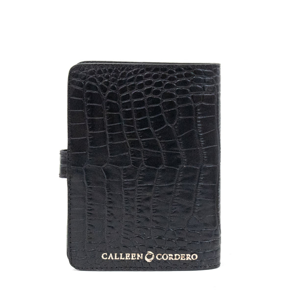 Calleen Cordero Snake Notebook 4 1/2" W X 6 H " Black Croco W/ Brass & Nickel Art