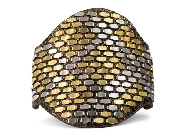 Calleen Cordero Snake Round Bracelet Dusty Gold W/ Nickel & Brass Art