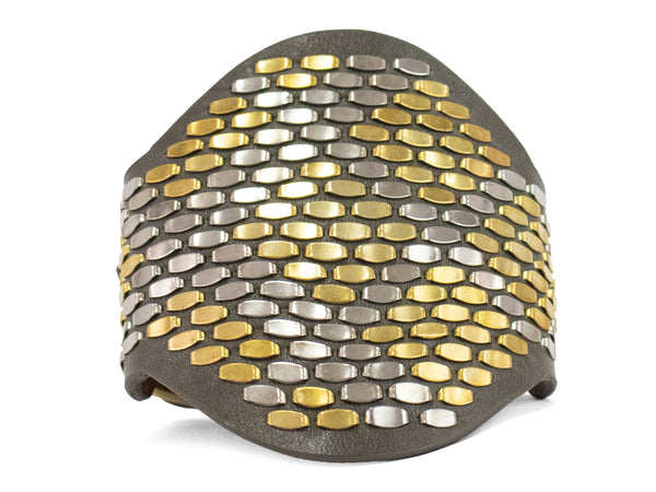 Calleen Cordero Snake Round Bracelet Dusty Gold W/ Nickel & Brass Art