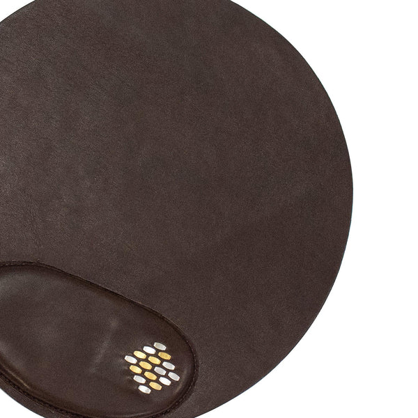 Calleen Cordero Snake Round Mouse Pad Brown W/ Nickel & Brass