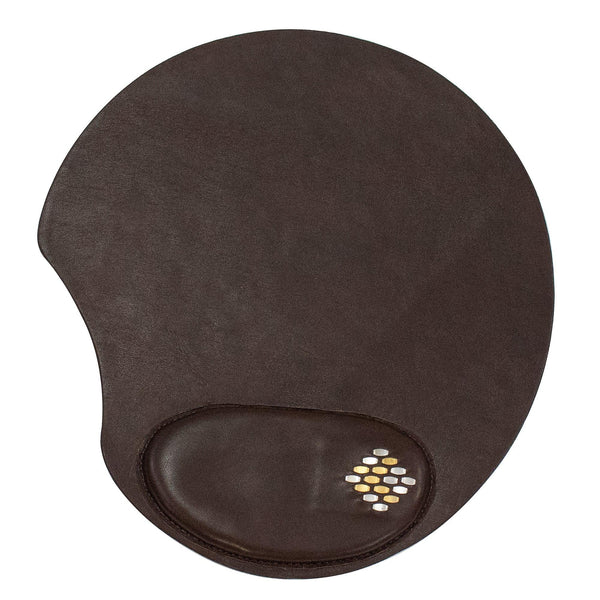 calleen cordero Snake Round Mouse Pad Brown w/ Nickel & Brass