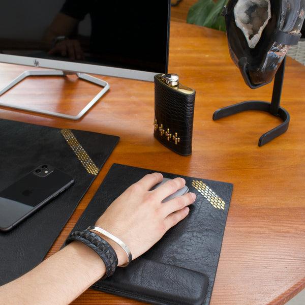 Calleen Cordero Snake Square Mouse Pad Black W/ Nickel & Brass