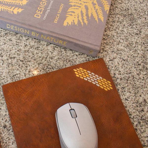 Calleen Cordero Snake Square Mouse Pad Cognac W/ Nickel & Brass