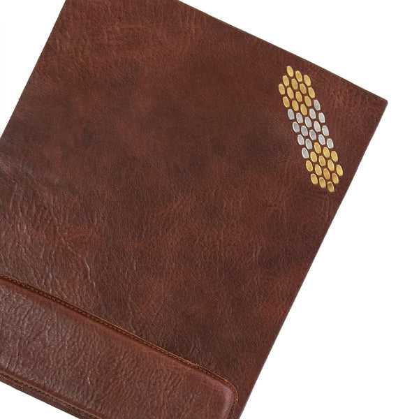 Calleen Cordero Snake Square Mouse Pad Cognac W/ Nickel & Brass