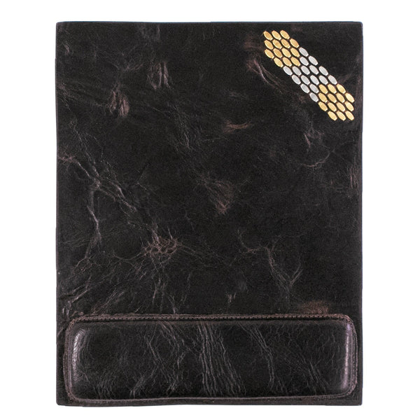 calleen cordero Snake Square Mouse Pad Espresso Rodeo w/ Brass & Nickel