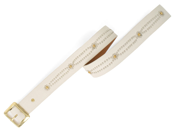 Calleen Cordero Sol 1.5" Belt Chocolate Suede W/ Brass & Nickel Art